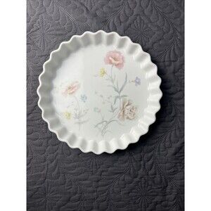 Home Beautiful Japan Tea Rose Quiche Round Scalloped Crimped  Pie Dish Pan 9”